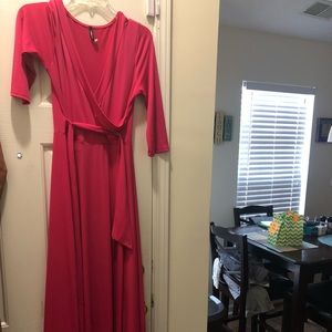Pink maxi wrap dress